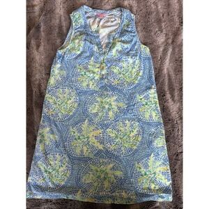 Lilly Pulitzer Essie Sleeveless Knit Dress Blue Green Womens Sz M Tropical Mini